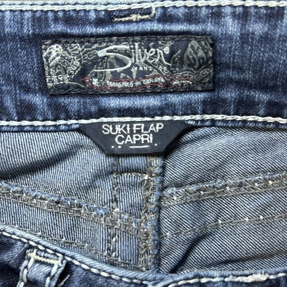 Silver Jeans suki flap capri size 28 jeans indigo denim - Picture 6 of 9